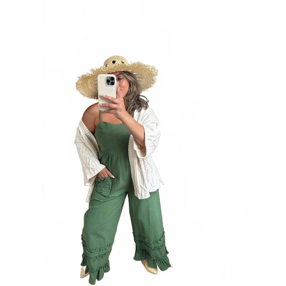 NEW MITTOSHOP spring forrest wide leg overalls in green